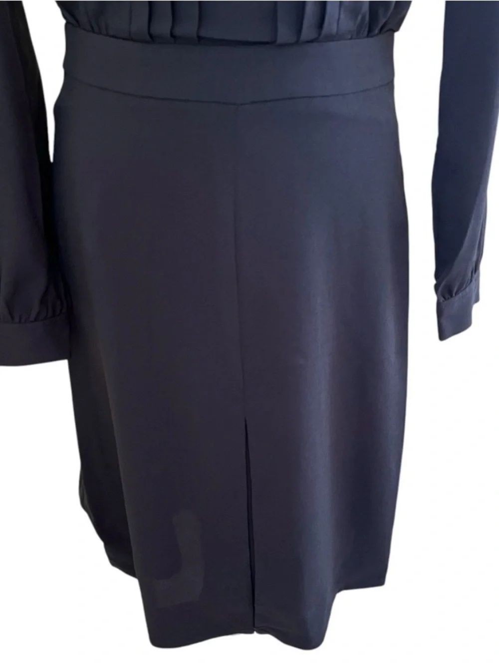 NWT, Tory Burch Navy Blue Pleated V-Neck Long Sleeve Dress
